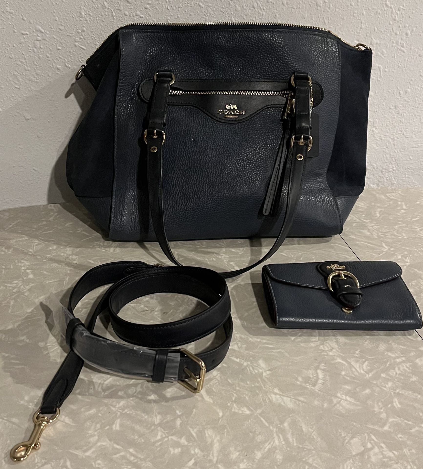 Navy Blue Coach Purse And Wallet