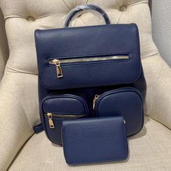 Vegan Leather Backpack Set