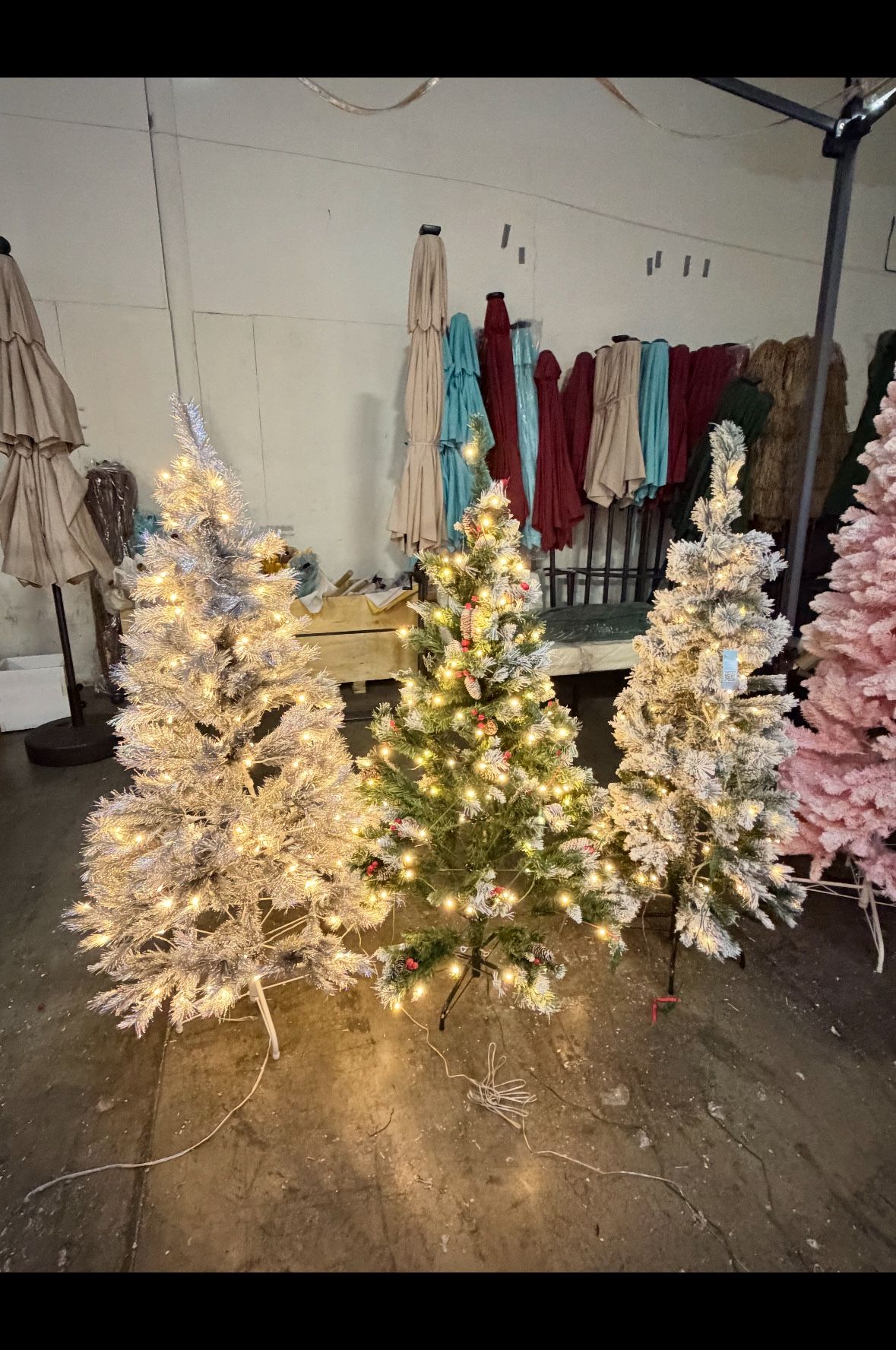 New 5 ft Pre lit Pencil Artificial Christmas Trees with White LED Lights