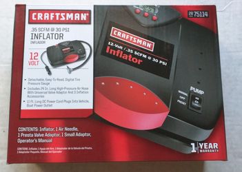 Craftsman 12 Volt Inflator with Detachable Tire Pressure Gauge