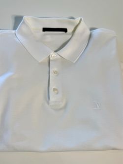 Louis Vuitton Mens White Cotton Embroidered Logo Polo Shirt Size M