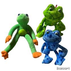 3pc 11” plush toy frogs American toy factory