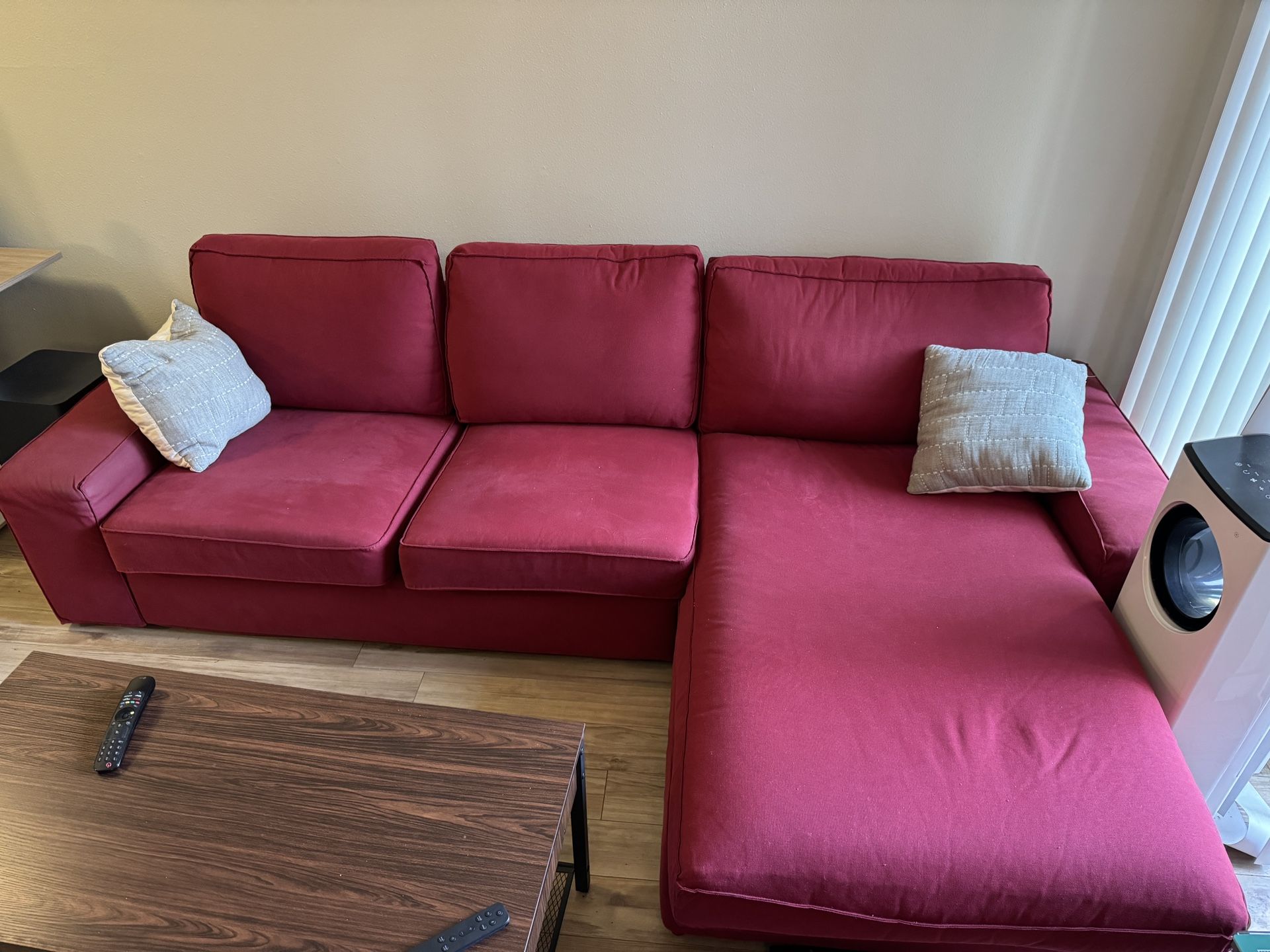 IKEA Red Kivik Sofa With Chaise