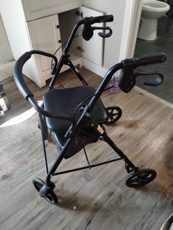 Black 4-Wheel Rollator Walker with Seat