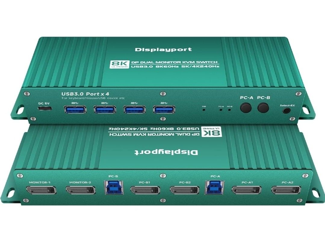 New Displayport kvm Switch 2 Monitors 2 Computers 4K 165Hz kvm