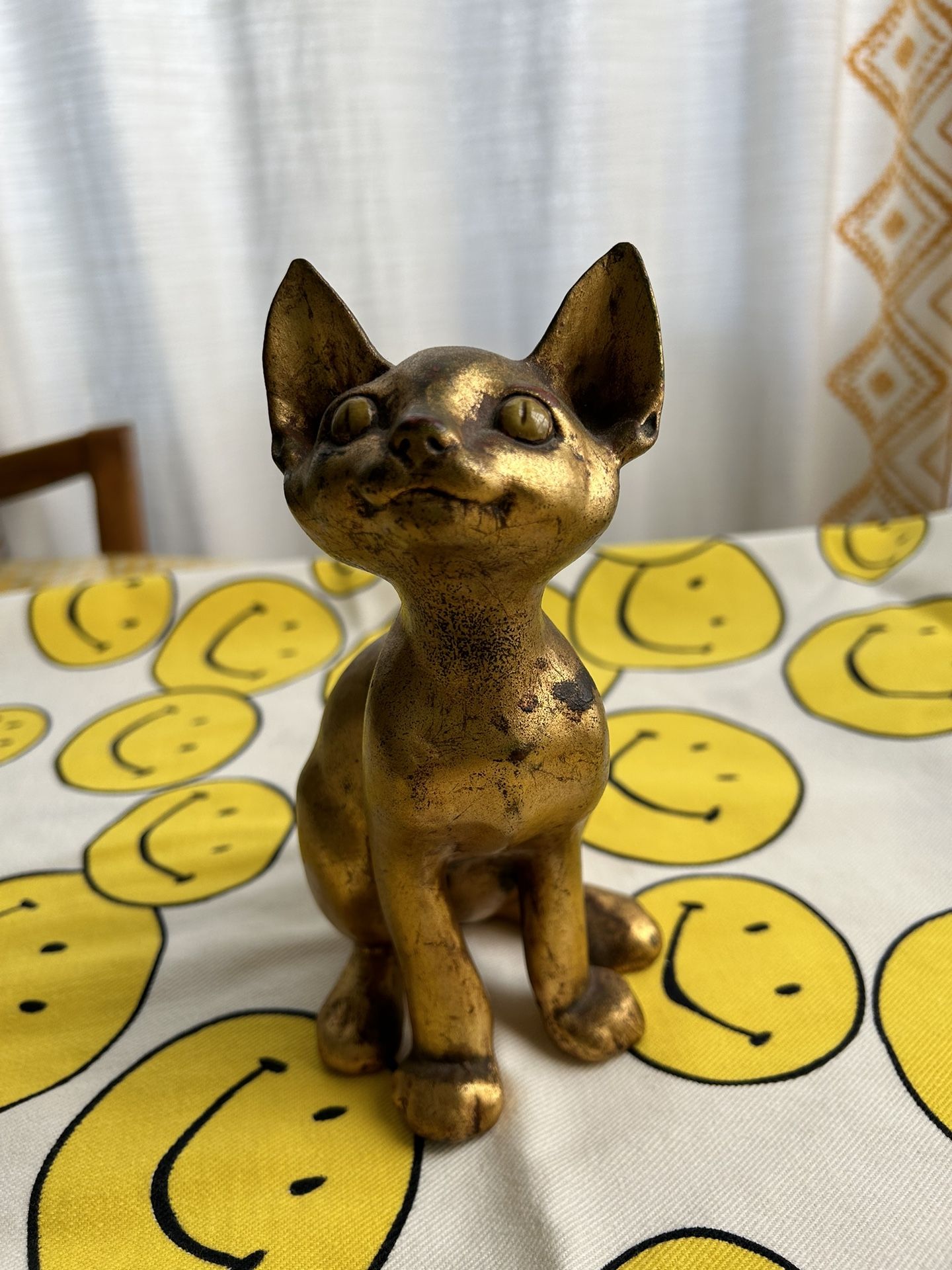 Mid Century Pottery Vintage Anthony Freeman McFarlin Cat Statue Gold