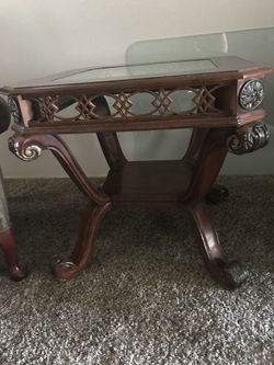 Side table with glass top