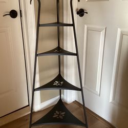 Longaberger Black Wrought Iron 4-Tier Corner Basket/Plant Stand