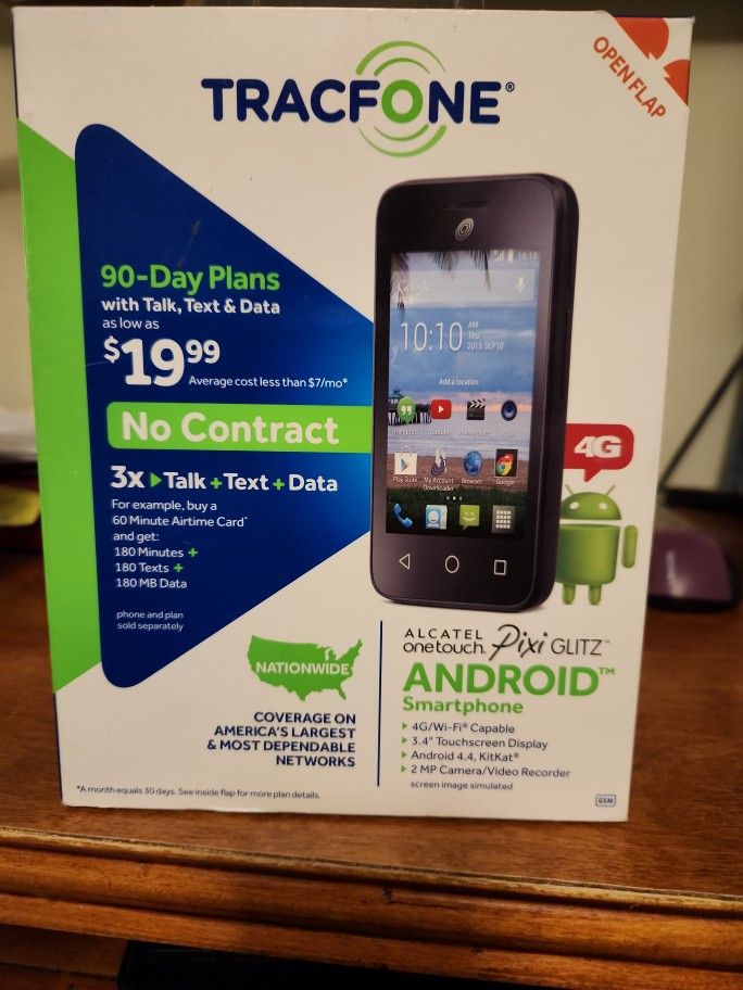 Tracfone Alcatel Onetouch Pixi Glitz 4G Android Smartphone
