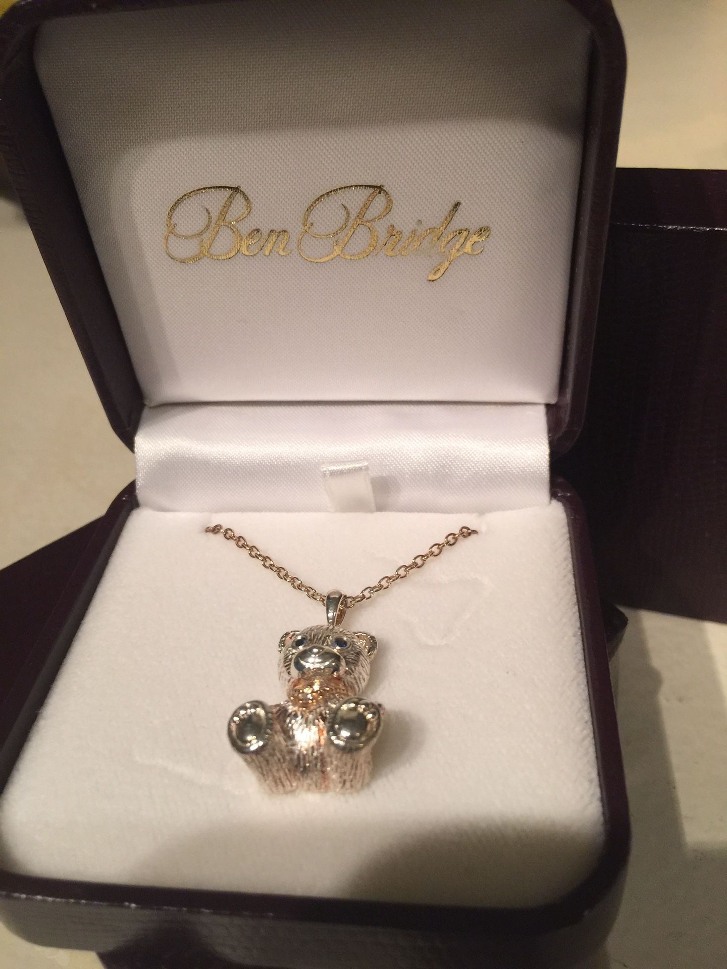 Ben Bridge Teddy Bear Silver Pendant with Diamond