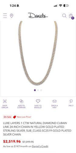 It's a Daniel's Luxe Layers 24-inch Cuban with 1 CTW natural diamonds. It's 925 sterling silver with yellow-gold plating