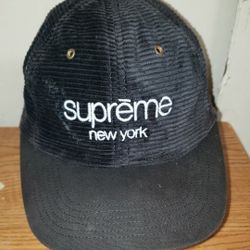 Vintage Rare Retro Corduroy Supreme Black Hat Née York Ny Strapback