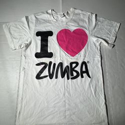 Pre Owned Good Last 4 Photos Marks Zumba Wear Dance Fitness I Love Zumba T Shirt  Printed White Hot Pink  Women  Size XS / S