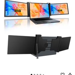 12" Triple Laptop Screen Extender, 1080P IPS FHD Portable Laptop Monitor Extended, Plug & Play Screen Extender with USB-C/HDMI for Mac/Windows/Chrome/