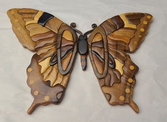 Beautiful Intarsia Butterfly Wall Hanging
