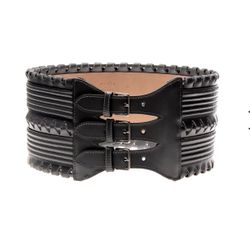  Azzedine Alaia Corset Style Intricate leather detail black belt size 80