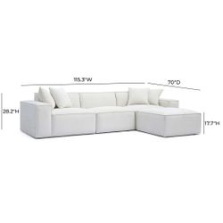 Warehouse Sale : Mindy 4-Piece Performance Chenille Basketweave Modular Sectional