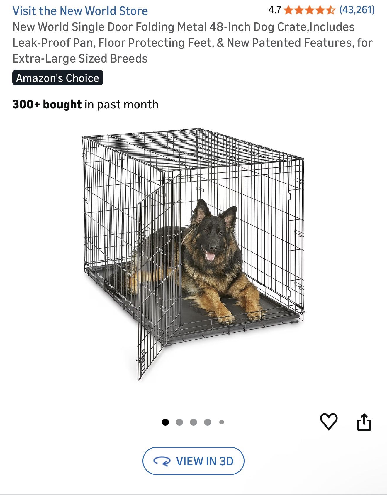 XL 48” Metal Folding Dog Crate Kennel
