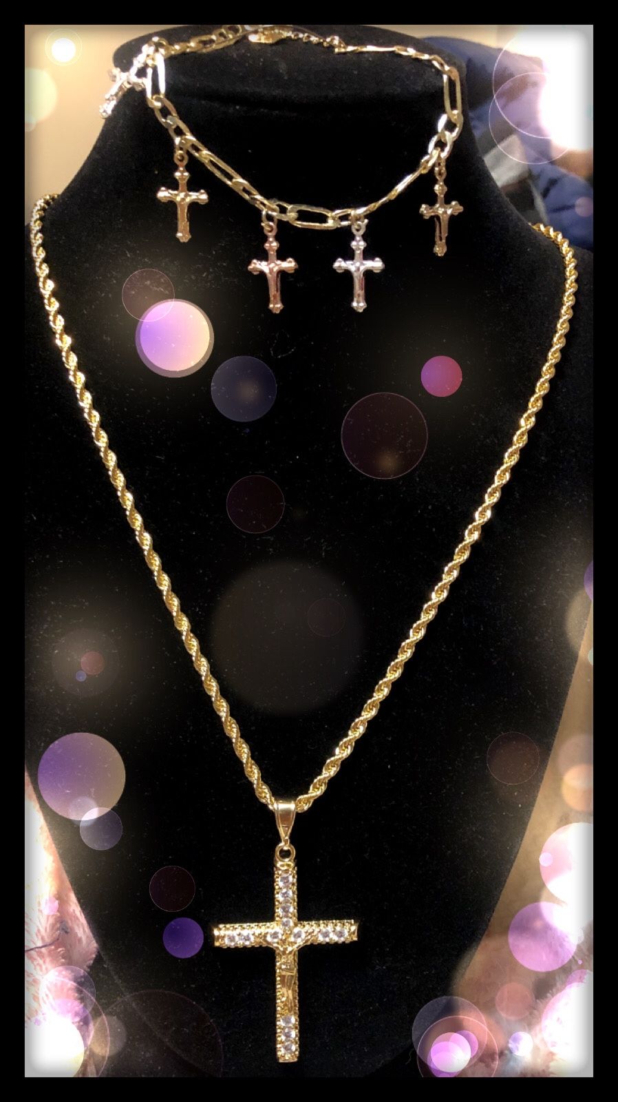 CZ cross necklace set