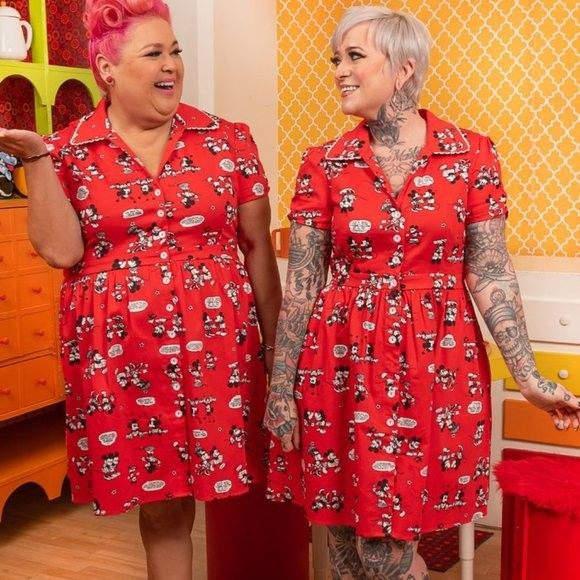 Stitch Shoppe by Loungefly - Disney Mickey & Minnie Red Comic Strip "Desy" Diner Dress