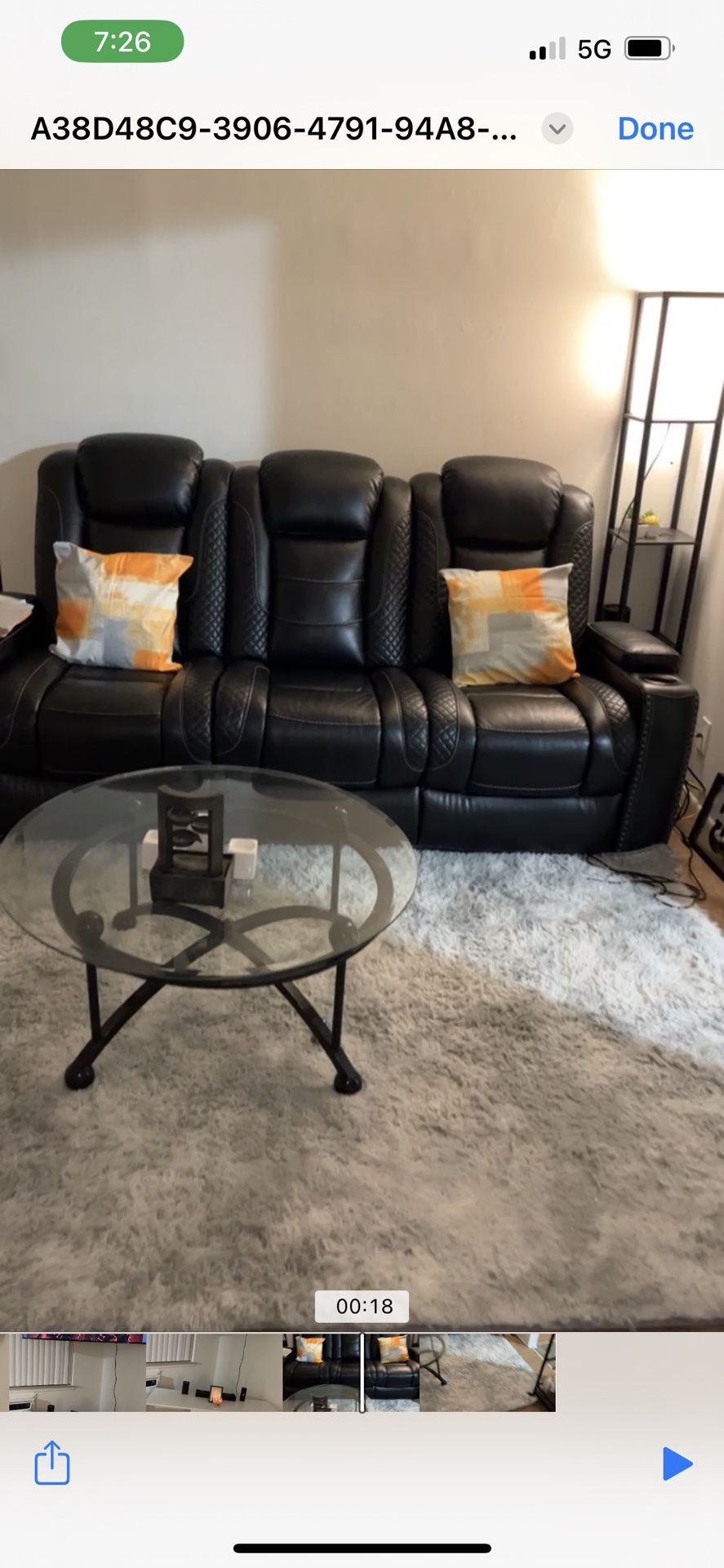 Whole set Black Leather Recliner  + table/floor lamp