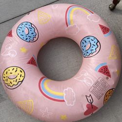 Pool Floaty With Donuts And Pizza On It Pink