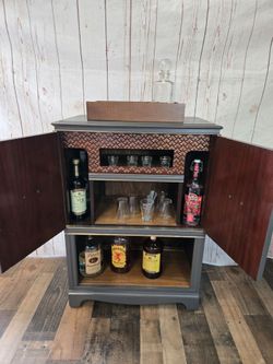 Liquor cabinet- vintage radio cabinet