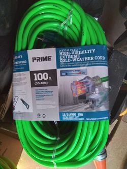Prime Neon Flex 100ft Extension Cord 12/3 AWG