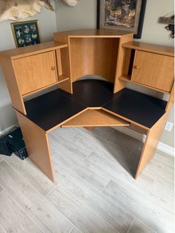 Desk L Shape Computer Desk with  Cabinet, Reversible Corner L-Shaped Desk with Drawers Storage Shelf, Modern Wood L Shaped