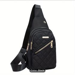 Women's Korean Style Crossbody Bag - Korean Wave Sling Pack with Golden-Tone Hardware, Chest Bag for & Women, Hands-Free
