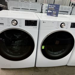 Brand New LG White Front Load Washer And Gas Dryer Set 