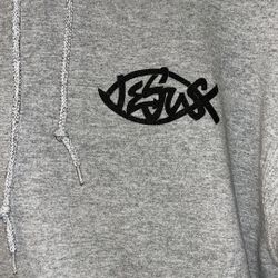 Gildan: Grey Jesus Hoodie, Front Pocket, Size: Medium, 50% Cotton 50% Polyester