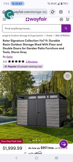 11 x 7 Keter Signature Storage Shed (Storm Grey)