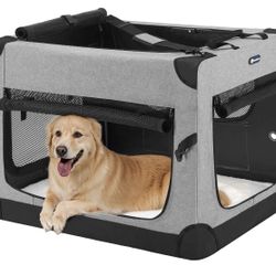 Folding Soft Dog Crate, 3-Door Pet Kennel