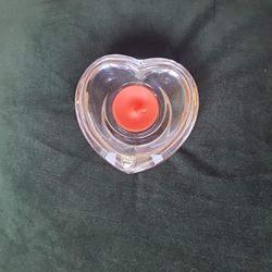 Heart-shaped Crystal Small Candle Holder Orrefors Sweden