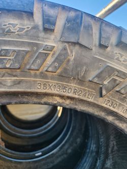 38'TIRES FOR 24 INCH WHEELS !!TIRES HAVE ABOUT 10 PERCENT THREAD LEFT FULL SET!!