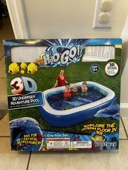 Kids Inflatable Rectangular Kids Pool 3D UnderSea Adventure 
