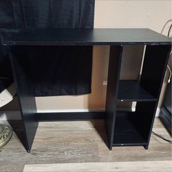 Black Computer Desk with Shelves – Compact 31.5” Writing/Study Desk