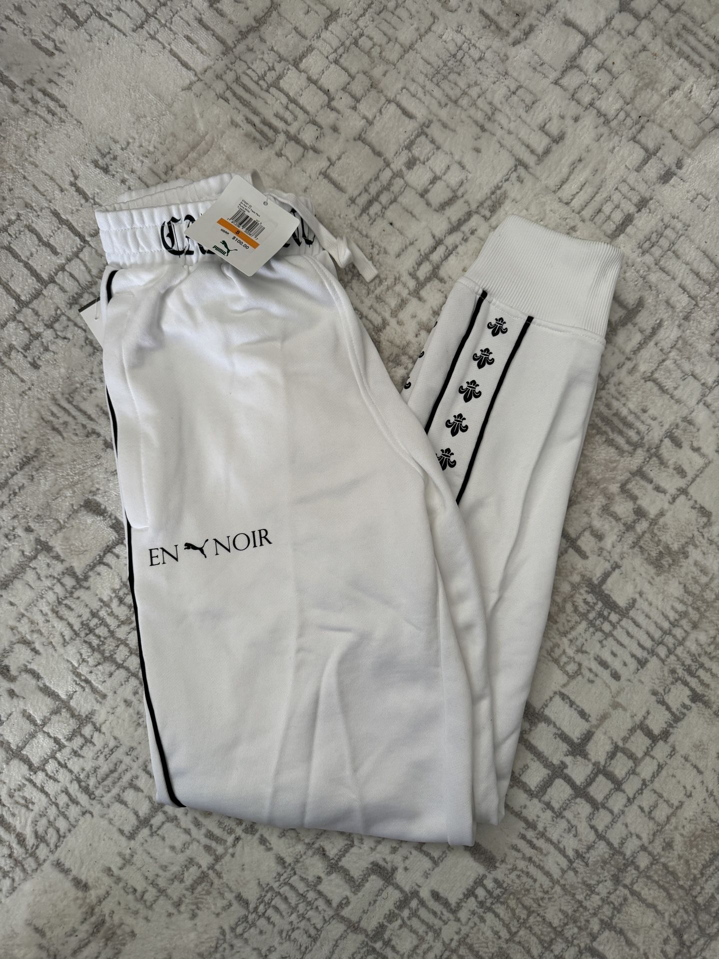 Puma En Noir T7 Track Pant Size Small Black & White