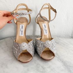 NEW Jimmy Choo Sacora 100 Nude Suede Sandals