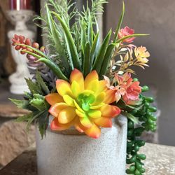Ht-11in Width-9in Handmade Artificial Cactus Arrangement In A Ceramic Container 