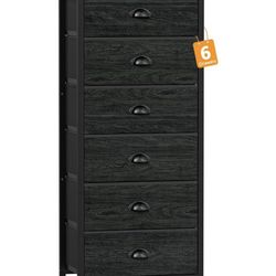 6 FABRIC Drawers Top Wood Dresser Storage Size Length 16", Width 11", Height 43" New Condition Assembled 