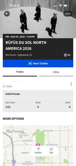 Rufus Du Sol Ticket 1x at KIA FORUM