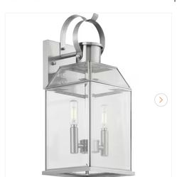 Progress Lighting Canton Heights 2-Light 18 in. Stainless Steel Outdoor Wall Lantern with Clear Beve