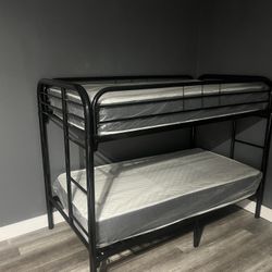 Twin over Twin bunk beds frame and free delivery in box with the mattress and 