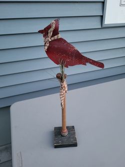Winter cardinal 18" metal outdoor decor