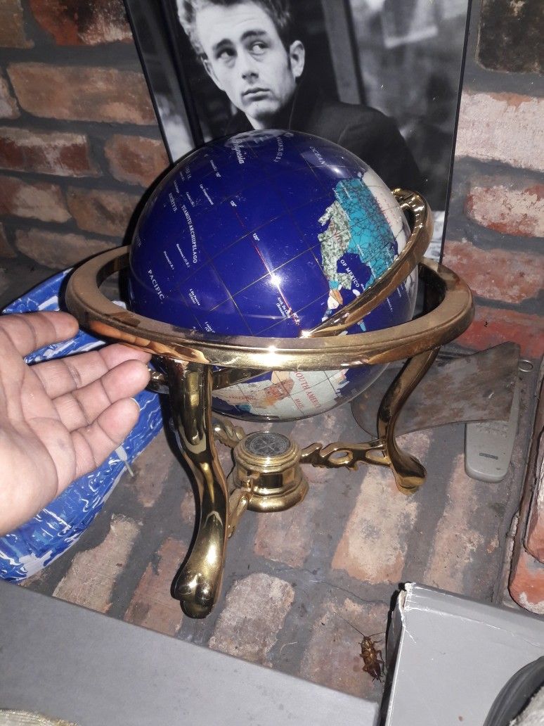 ** VINTAGE BLUE LAPIS WITH GEMSTONE PEARL GLOBE $125 OBO