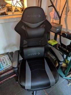 STAPLES Emerge Vomax Bonded Leather Ergonomic Gaming Chair, Black/White