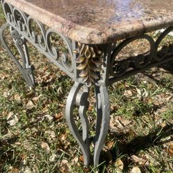 Custom Neo Classic Wrought Iron End Table with Granite top
