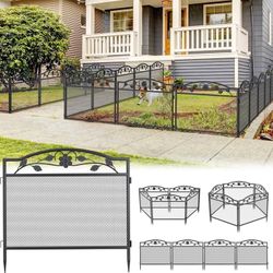 10 Panel Garden Fence Rustproof Wrought Iron Outdoor Flower Bed Animal Barrier Dog Pet Fence